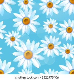 Chamomile white, spring or summer flowers. Seamless pattern. Vector illustration EPS10