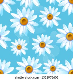 Chamomile white, spring or summer flowers. Seamless pattern. Vector illustration EPS10