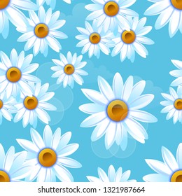 Chamomile white, spring or summer flowers. Seamless pattern. Vector illustration EPS10