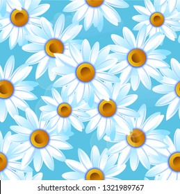 Chamomile white, spring or summer flowers. Seamless pattern. Vector illustration EPS10