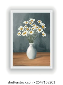 Chamomiles florasl oil painting, hand drawn vector illustration