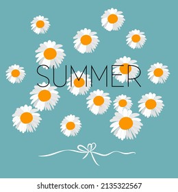 Kammern auf Blau. Sommerkarte, Druck oder Poster. Vektorgrafik. 