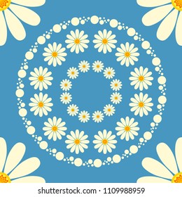 Chamomiles seamless pattern 02. Vector geometric seamless pattern with camomile ornament.