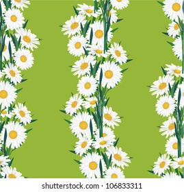Chamomiles seamless pattern, garland background