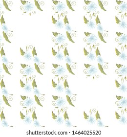 chamomily, ink foliage leaves pattern Collection with chamomile for decorative design. Vector drawing. 