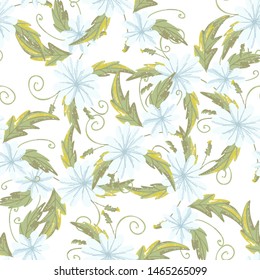 chamomily, ink foliage leaves pattern Collection with chamomile for decorative design. Vector drawing. 