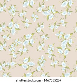 chamomily, ink foliage leaves pattern Collection with chamomile for decorative design. Vector drawing. 