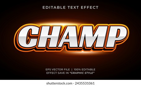 Champ 3d efecto de texto editable estilo deportivo