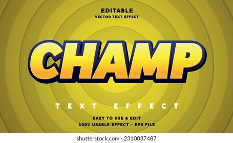 champ editable text effect with modern and simple style, usable for logo or campaign title