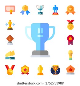 champ icon set. 17 flat champ icons.  Simple modern icons such as: award, trophy, medal, medals