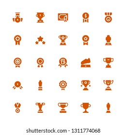 champ icon set. Collection of 25 filled champ icons included Award, Trophy, Medal, Prize, Medals