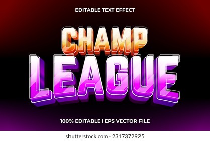 Champ League 3d text effect and editable text, template 3d style use for games