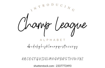 Champ League signature font alphabet vector illustration isolated Background
