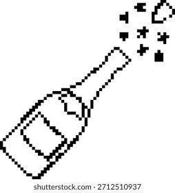 Champagner-8-Bit-Pixel-Symbol. Vektorgrafik.