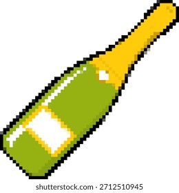 Ícone de pixel de 8 bits do champanhe. Ilustração vetorial.