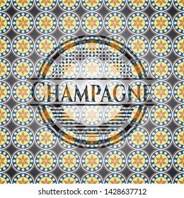 Champagne arabesque emblem background. arabic decoration.
