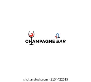 Champagne bar Logo Design vector Template