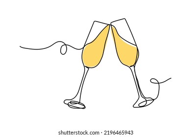 diseño vectorial de una sola línea de vidrio de cerveza de champán