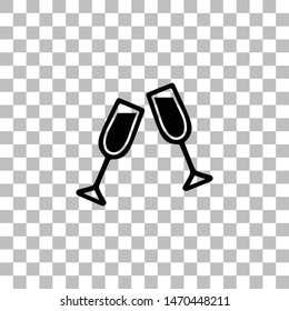 Champagne. Black flat icon on a transparent background. Pictogram for your project
