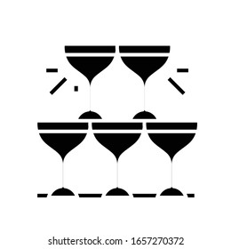 Champagne black icon, concept illustration, vector flat symbol, glyph sign.