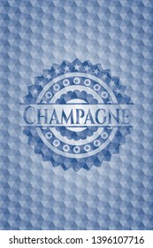 Champagne blue polygonal emblem. Vector Illustration. Detailed.