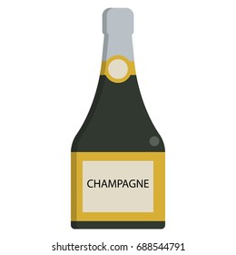 Champagne bottle alcoholic beverage flat icon, vector sign, colorful pictogram isolated on white. Symbol, logo illustration. Flat style design