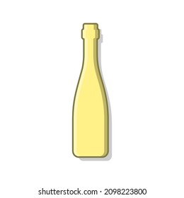 Champagne bottle. Alcoholic drink for parties and celebrations. Simple shape isolated with shadow and light. Colored illustration on white background. Flat design style for any purposes. Vector.