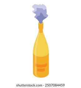 Champagne bottle being opened with smoke coming out of the top
