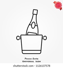 Champagne bottle in a bucket with ice icon vector