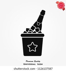 Champagne bottle in a bucket with ice icon vector