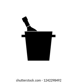 Champagne bottle in a bucket with ice icon vector isolated on white background. Alcohol celebration wine champagne bottle.