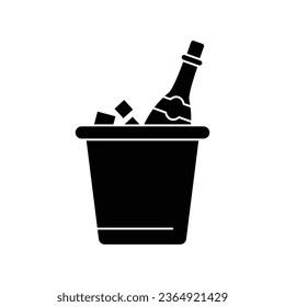 Champagne bottle in a bucket with ice icon design. isolated on white background. vector illustration