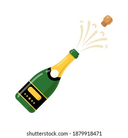 Champagne bottle cartoon vector icon. Wine bottle glass flat alcohol champagne icon