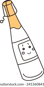 Champagne Bottle Character Vector Illustration