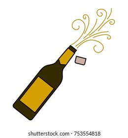champagne bottle cork explosion drink celebration vector illustration