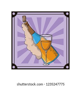 Champagne bottle and cup