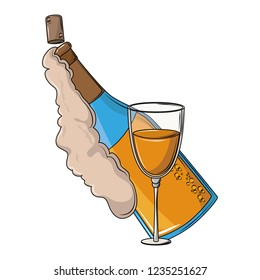 Champagne bottle and cup