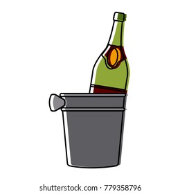 Champagne bottle and cup