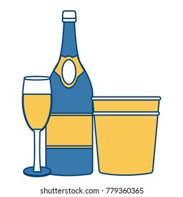 Champagne bottle and cup