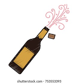 champagne bottle explosion drink celebration vector illustration