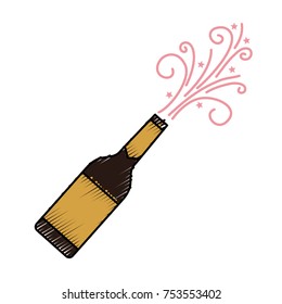 champagne bottle explosion drink celebration vector illustration