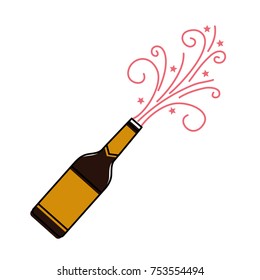 champagne bottle explosion drink celebration vector illustration