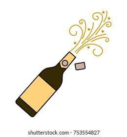 champagne bottle explosion drink celebration vector illustration