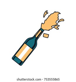 champagne bottle explosion drink celebration vector illustration