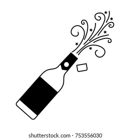 champagne bottle explosion drink celebration vector illustration