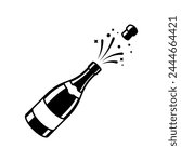 Champagne bottle explosion icon vector isolated on white background.