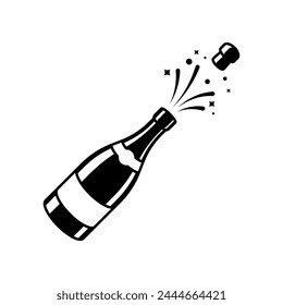 Champagne bottle explosion icon vector isolated on white background.