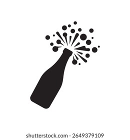 Champagne bottle explosion icon vector isolated on white background