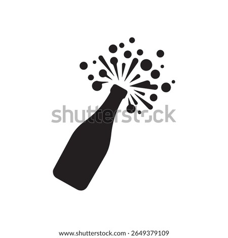 Champagne bottle explosion icon vector isolated on white background