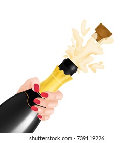Champagne Bottle Explosion Illustration